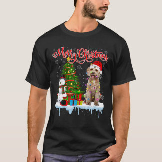 T-shirt Joyeux Noël Père Noël Labradoodle Light Xmas Tree