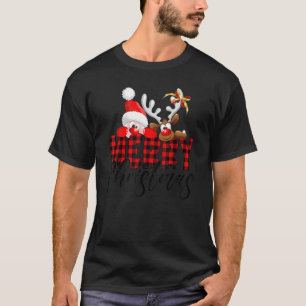 T-shirt Joyeux Noël Père Noël Reindeer Plaid Family Matchi
