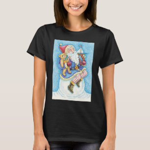 T-shirt Joyeux Noël, Père Noël sur boule de neige avec des