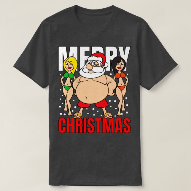 T-shirt Joyeux Noël Père Noël Troncs de natation (Design devant)