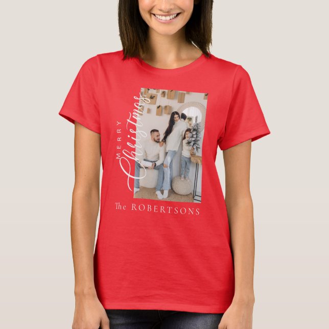 T-shirt "Joyeux Noël" Photo personnalisée et nom (Devant)