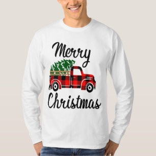 T-shirt Joyeux Noël Pickup Camion Country Tree Red Buff