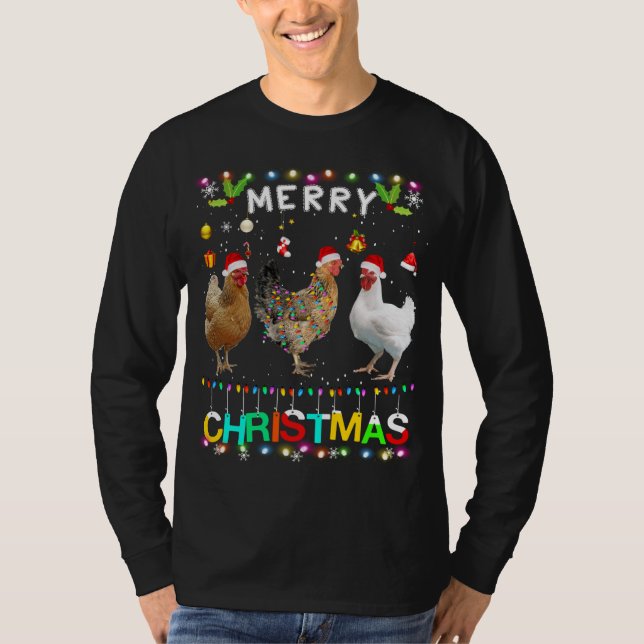 T-shirt Joyeux Noël Poulet de Noël Feu de Noël Feu de Noël (Devant)