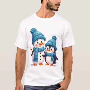 T-shirt Joyeux Noël Pour Cadeau Pingouin Bonhomme de Neige