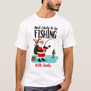 T-shirt Joyeux Noël Pour Le Cadeau De Pêche De Père Noël (