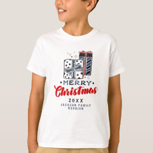 T-shirt Joyeux Noël Présents Texte personnalisé Rouge Bleu