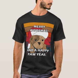 T-shirt Joyeux Noël Pug, joyeux woofmas ! et une bonne ann