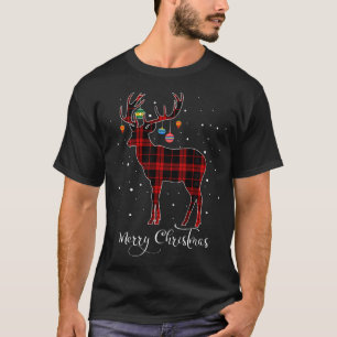 T-shirt Joyeux Noël Reindeer Red Plaid Snowflake Famille