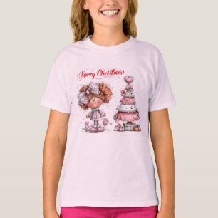 T-shirt Joyeux Noël rose