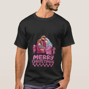 T-shirt Joyeux Noël rose vintage Retro Christian Nativ