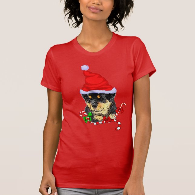 T-shirt Joyeux Noël Rottweiler (Devant)