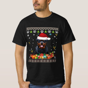 T-shirt Joyeux Noël Rottweiler Chien Ugly Santa Hat