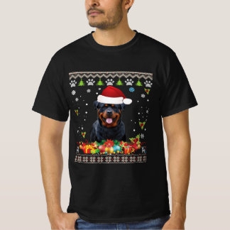 T-shirt Joyeux Noël Rottweiler Chien Ugly Santa Hat