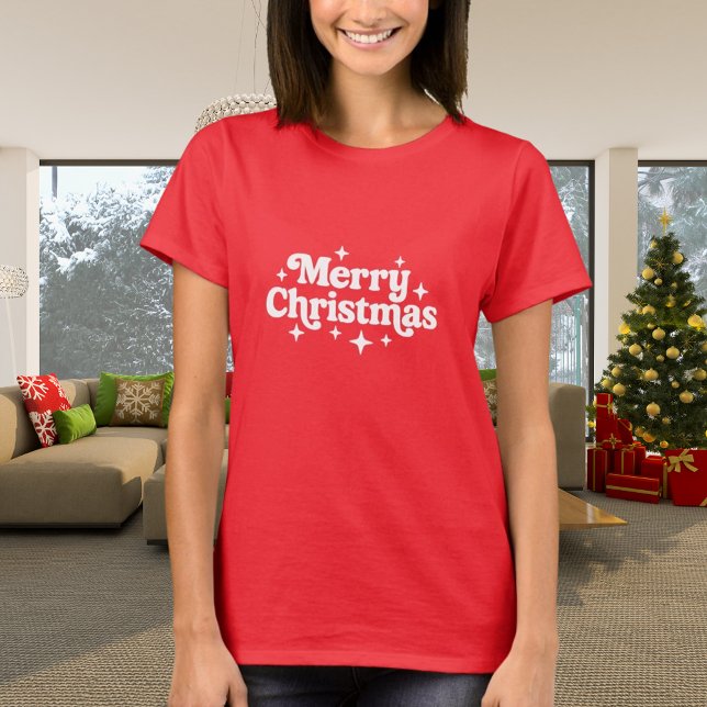 T-shirt Joyeux Noël rouge blanc rétro (Créateur téléchargé)
