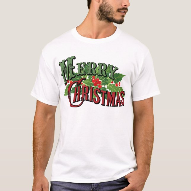 T-shirt Joyeux Noël rouge et vert (Devant)