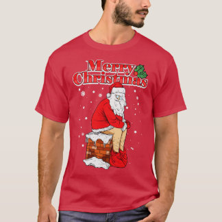 T-shirt Joyeux Noël Santa Clause Chimney Poop