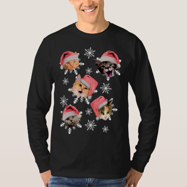 T-shirt Joyeux Noël Santa Hat Kitty Noël (Devant)