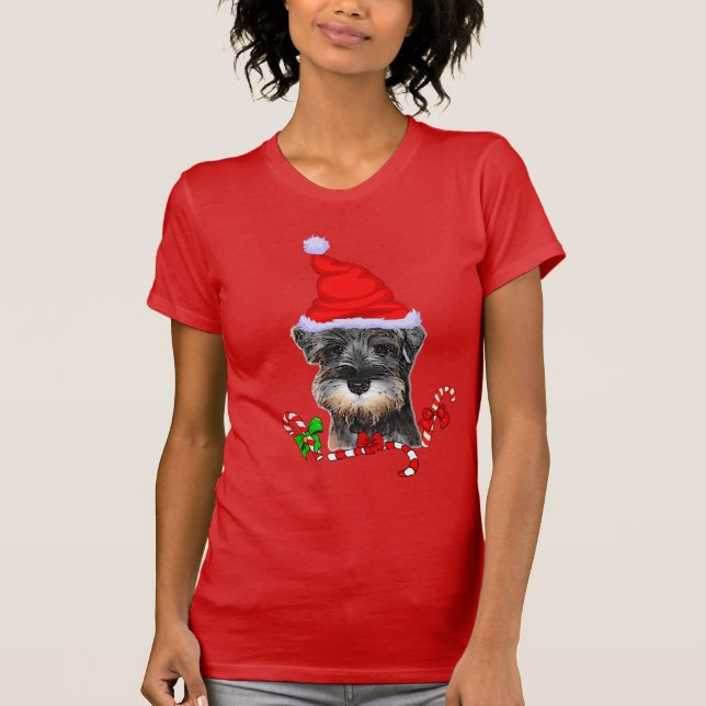 T-shirt Joyeux Noël Schnauzer Miniature (Devant)