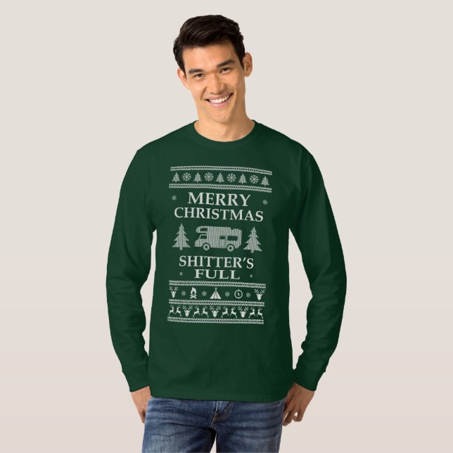 T-shirt Joyeux Noël Shitters plein rv de chandail laid (Devant entier)