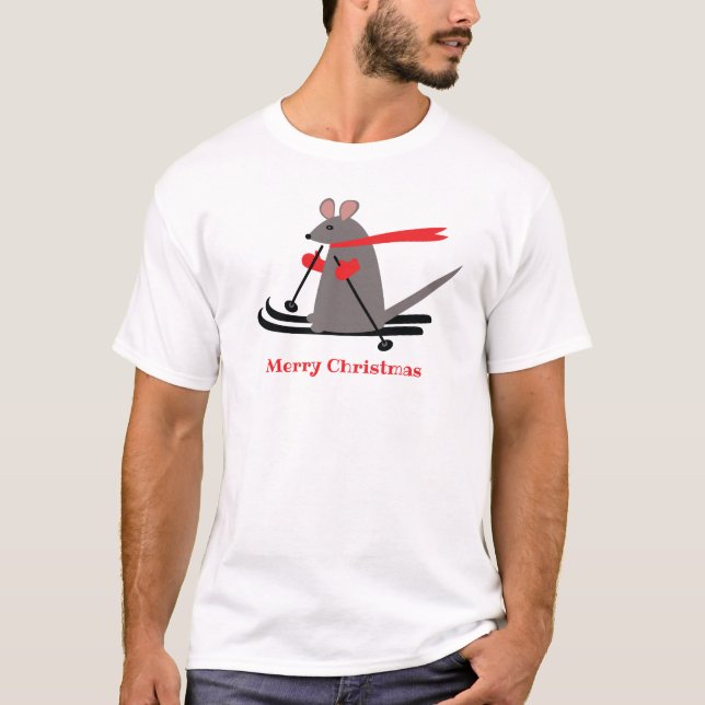 T-shirt Joyeux Noël Ski Souris vacances (Devant)