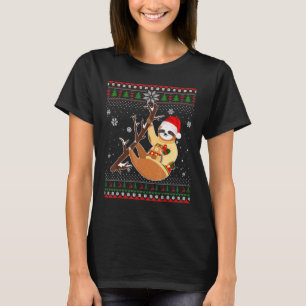 T-shirt Joyeux Noël Sloth Casquette Père Noël Dans Snow Ug