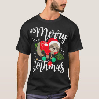 T-shirt Joyeux Noël Sloth Lazy Santa Hat