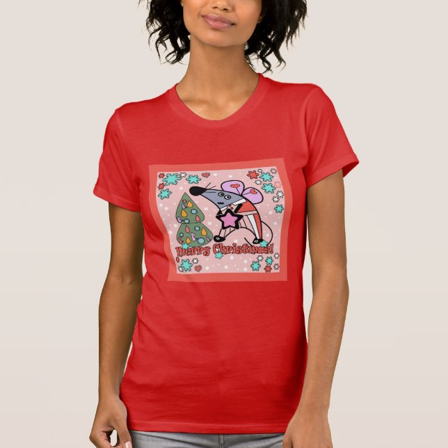 T-shirt Joyeux Noël Symbole du Nouvel An Souris Caricature (Devant)