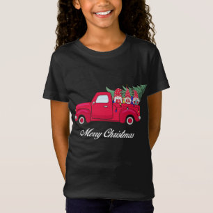 T-Shirt Joyeux Noël Trois Gnome Camion Rouge