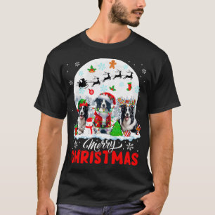 T-shirt Joyeux Noël Trois Père Noël Elfe Renne Bordure