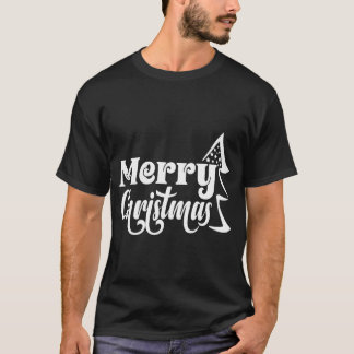 T-shirt Joyeux Noël" Typographie d'arbre de fête