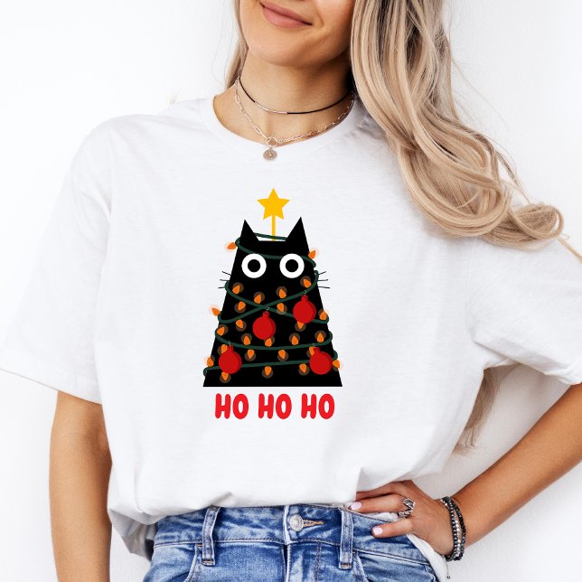 T-shirt Joyeux Noël Unisex Moderne Cute cadeau de vacances (HO HO HO Christmas Cat Lover Shirt)