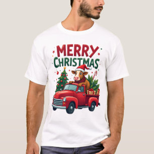 T-shirt Joyeux Noël Vache Highland Écossaise Noël Ferme An