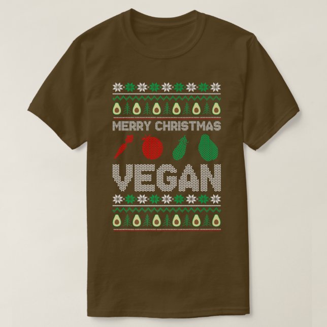 T-shirt Joyeux Noël Vegan Veganism Verre de Noël laid Végé (Design devant)