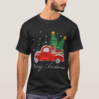 T-shirt Joyeux Noël vintage Camion Rouge Arbre de Noël S