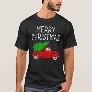 T-shirt Joyeux Noël Vintage Camion Rouge avec arbre famill