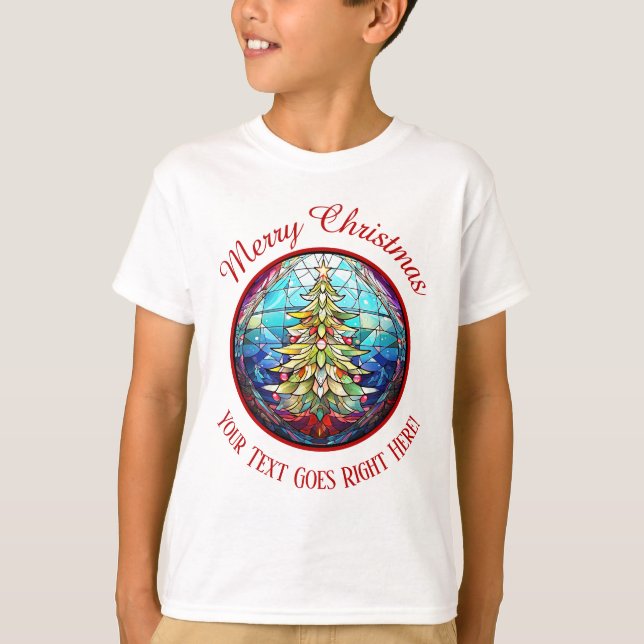 T-shirt Joyeux Noël Vitrail Xmas Arbre (Devant)