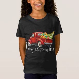 T-Shirt Joyeux Noël Y'all Retro Camion Rouge Noël Bo