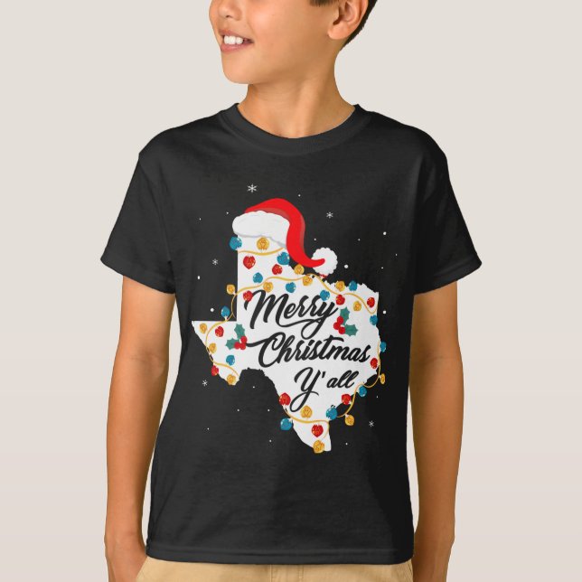 T-shirt Joyeux Noël YAll Texas State Texan Holiday (Devant)