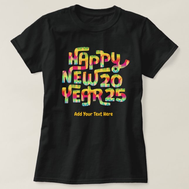 T-shirt Joyeux Nouvel An 2025 Couleur tendance Personnalis (Design devant)