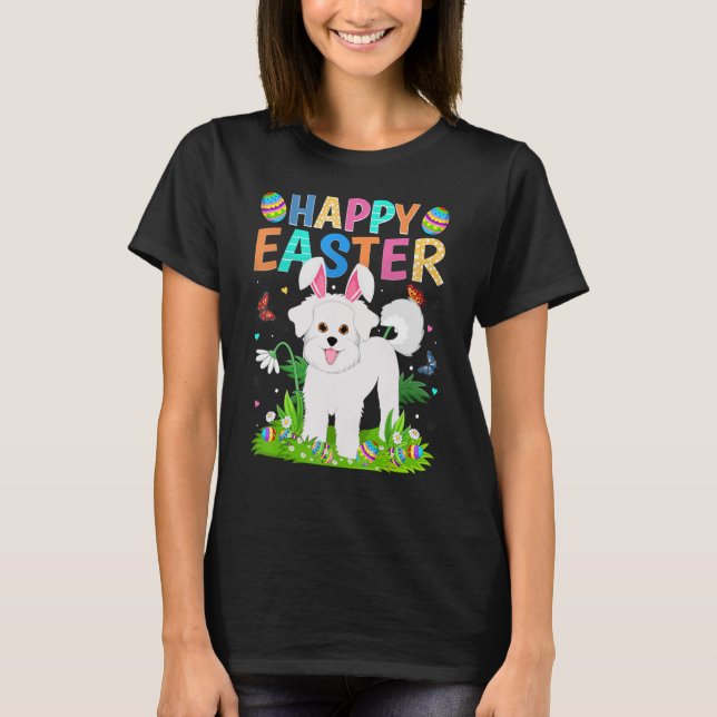 T-shirt Joyeux oeuf de lapin de Pâques Funny Bichon Frise  (Devant)