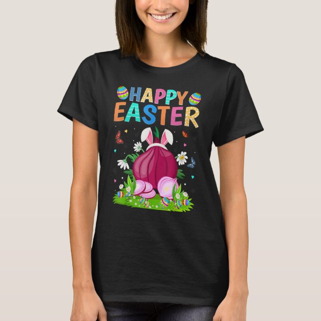 T-shirt Joyeux oeuf de lapin de Pâques Oignons amusants di (Devant)