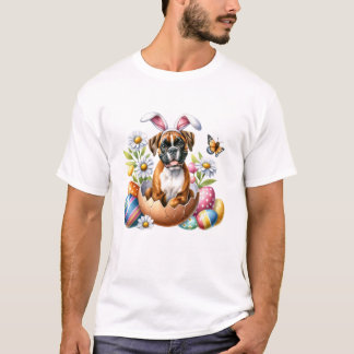 T-shirt Joyeux oeufs de boxe de chien lapin