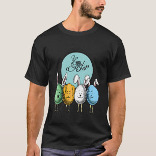 T-shirt Joyeux Oeufs De Pâques Avec Des Oreilles De Lapin 