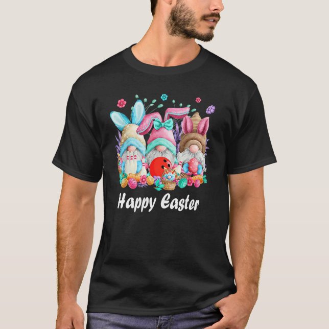 T-shirt Joyeux oeufs de Pâques Bunny Gnomes Bowling Pâques (Devant)