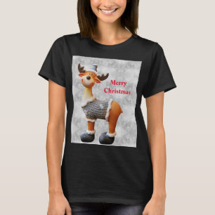 T-shirt Joyeux orignal de Noël portant un casquette