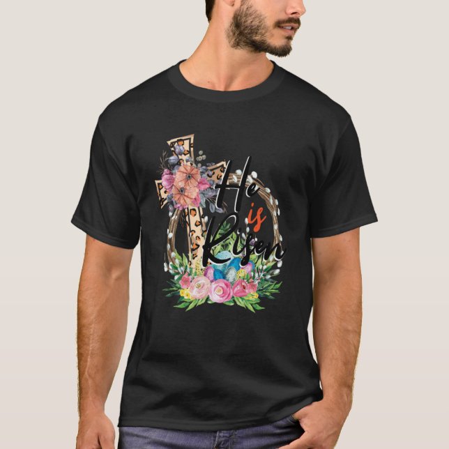T-shirt Joyeux Pâques il est ressuscité de fleurs florales (Devant)