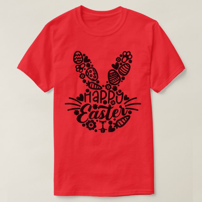 T-shirt Joyeux Pâques, Lapin Visage Hommes Femmes Enfants  (Design devant)