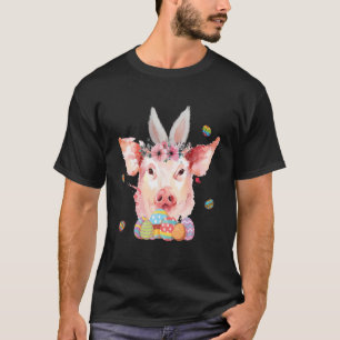T-shirt Joyeux Pâques mignon Fleurs de lapin coloré Pâques