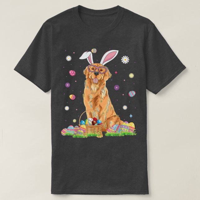 T-shirt Joyeux Pâques mignonne Golden Retriever Bunny Ears (Design devant)
