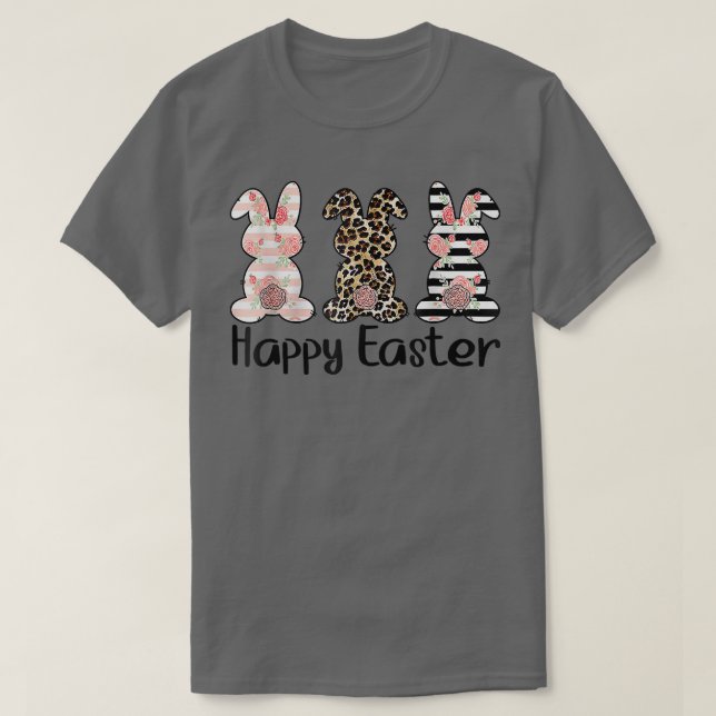 T-shirt Joyeux Pâques mignonnes lapins léopard Pâques Matc (Design devant)